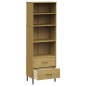 vidaXL Bücherregal OSLO mit 2 Schubladen Braun 60x35x180 cm Massivholz vidaXL Bücherregal OSLO mit 2 Schubladen Braun 60x35x180 cm Massivholz