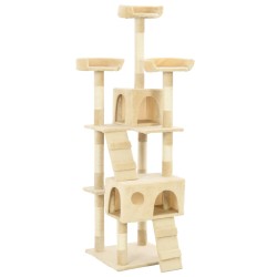 vidaXL Katzen-Kratzbaum mit Sisal-Säulen 170 cm Beige 