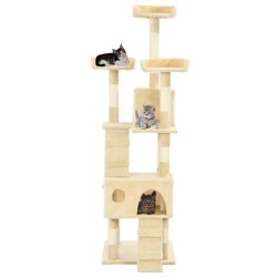 vidaXL Katzen-Kratzbaum mit Sisal-Säulen 170 cm Beige 
