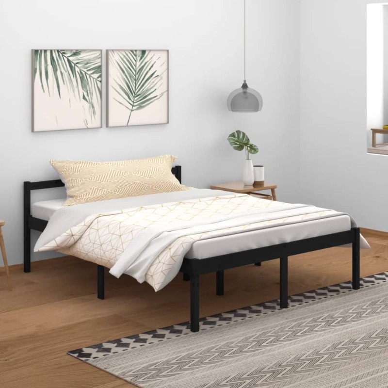 vidaXL Seniorenbett Schwarz 150x200 cm Massivholz Kiefer vidaXL Seniorenbett Schwarz 150x200 cm Massivholz Kiefer