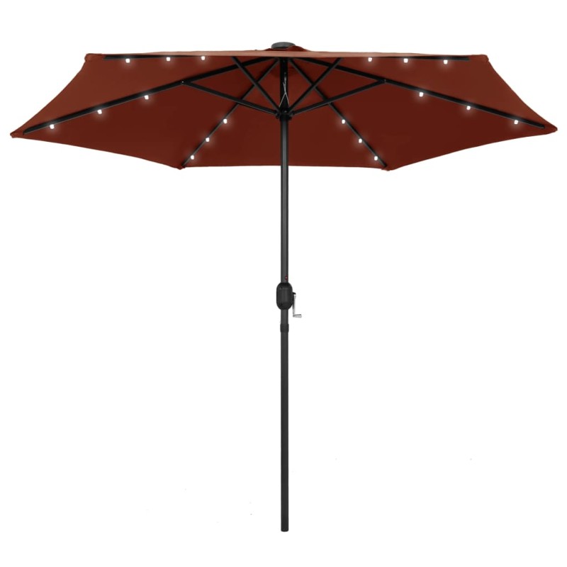 vidaXL Sonnenschirm mit LED-Leuchten Alu-Mast 270 cm Terracotta-Rot vidaXL Sonnenschirm mit LED-Leuchten Alu-Mast 270 cm Terracotta-Rot
