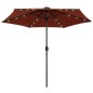 vidaXL Sonnenschirm mit LED-Leuchten Alu-Mast 270 cm Terracotta-Rot vidaXL Sonnenschirm mit LED-Leuchten Alu-Mast 270 cm Terracotta-Rot