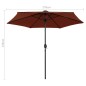 vidaXL Sonnenschirm mit LED-Leuchten Alu-Mast 270 cm Terracotta-Rot vidaXL Sonnenschirm mit LED-Leuchten Alu-Mast 270 cm Terracotta-Rot
