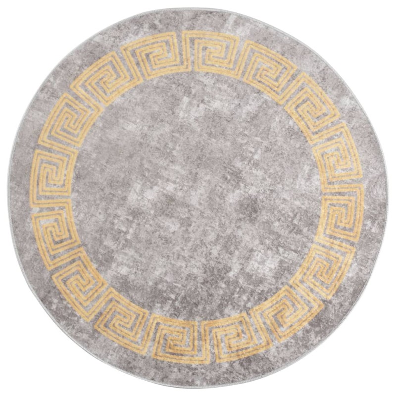 vidaXL Teppich Waschbar Grau φ120 cm Rutschfest vidaXL Teppich Waschbar Grau φ120 cm Rutschfest