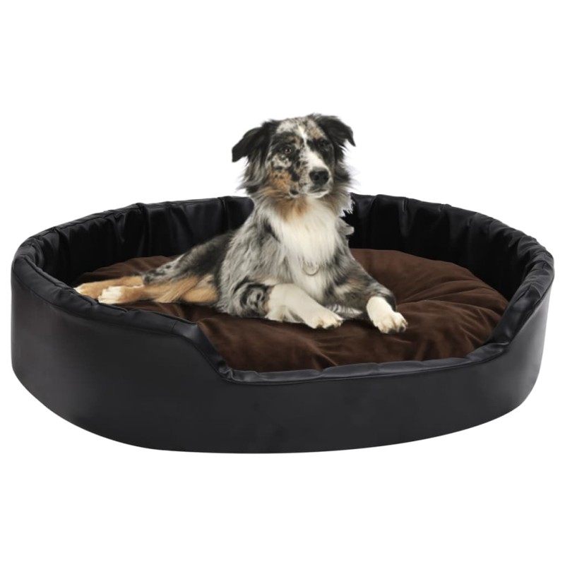 vidaXL Hundebett Schwarz-Braun 90x79x20 cm Plüsch und Kunstleder vidaXL Hundebett Schwarz-Braun 90x79x20 cm Plüsch und Kunstleder
