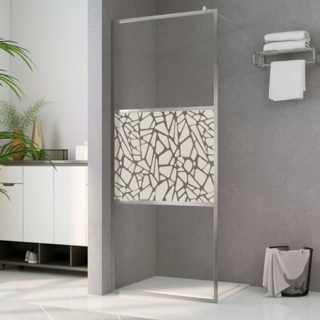 vidaXL Duschwand für Begehbare Dusche ESG-Glas Steindesign 140x195 cm