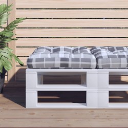 Palettenkissen Grau Karomuster 50x50x12 cm Stoff