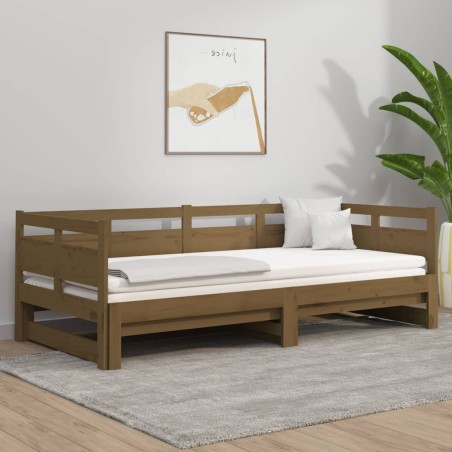 vidaXL Tagesbett Ausziehbar Honigbraun Massivholz Kiefer 2x(90x200) cm