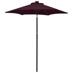 vidaXL Sonnenschirm mit LED-Leuchten Bordeauxrot 200x211 cm Aluminium