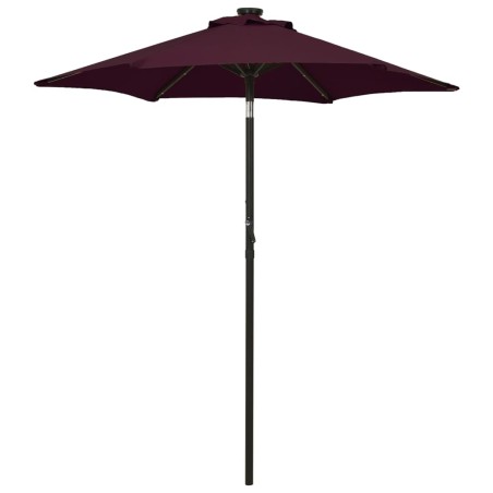 vidaXL Sonnenschirm mit LED-Leuchten Bordeauxrot 200x211 cm Aluminium