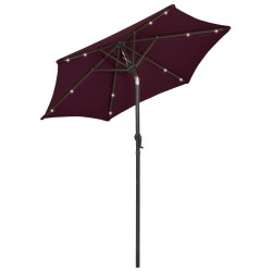 vidaXL Sonnenschirm mit LED-Leuchten Bordeauxrot 200x211 cm Aluminium