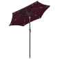 vidaXL Sonnenschirm mit LED-Leuchten Bordeauxrot 200x211 cm Aluminium