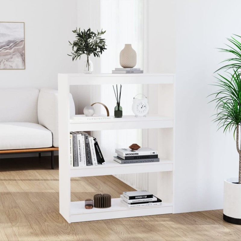 vidaXL Bücherregal Raumteiler Weiß 80x30x103,5 cm Massivholz Kiefer vidaXL Bücherregal Raumteiler Weiß 80x30x103,5 cm Massivholz Kiefer