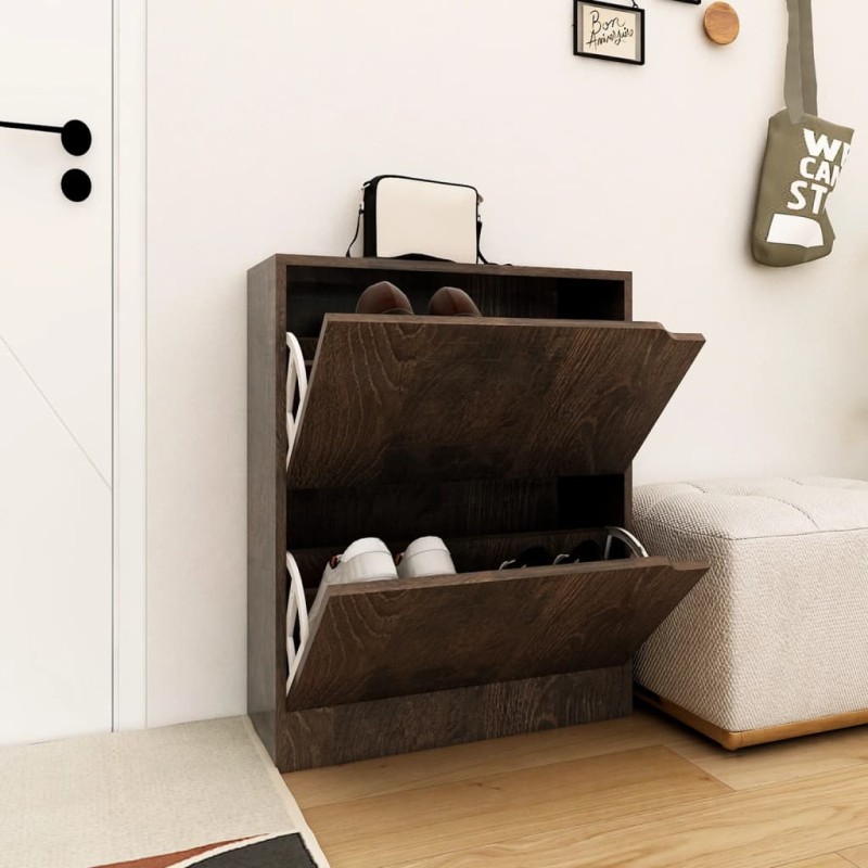 vidaXL Schuhschrank mit 2 Türen Räuchereiche 59x24x74 cm Holzwerkstoff vidaXL Schuhschrank mit 2 Türen Räuchereiche 59x24x74 cm Holzwerkstoff