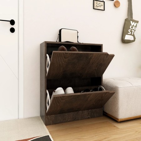 vidaXL Schuhschrank mit 2 Türen Räuchereiche 59x24x74 cm Holzwerkstoff