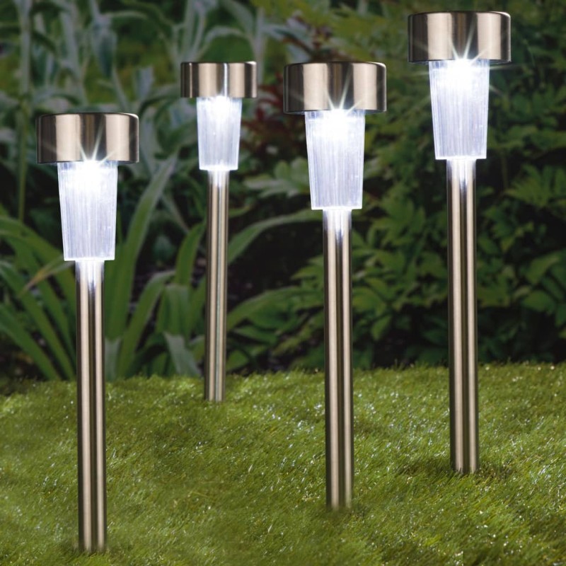 HI LED Solar Gartenleuchte 4 Stk. Edelstahl 36 cm HI LED Solar Gartenleuchte 4 Stk. Edelstahl 36 cm