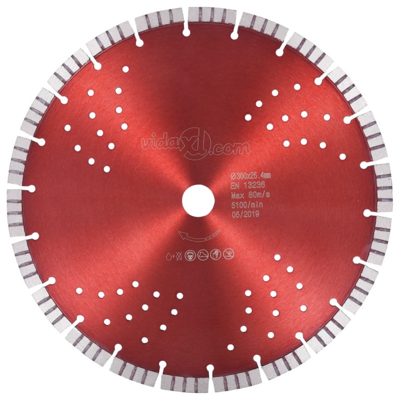 vidaXL Diamant-Trennscheibe mit Turbo und Löchern Stahl 300 mm vidaXL Diamant-Trennscheibe mit Turbo und Löchern Stahl 300 mm