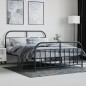vidaXL Bettgestell mit Kopf- und Fußteil Metall Schwarz 135x190 cm vidaXL Bettgestell mit Kopf- und Fußteil Metall Schwarz 135x190 cm