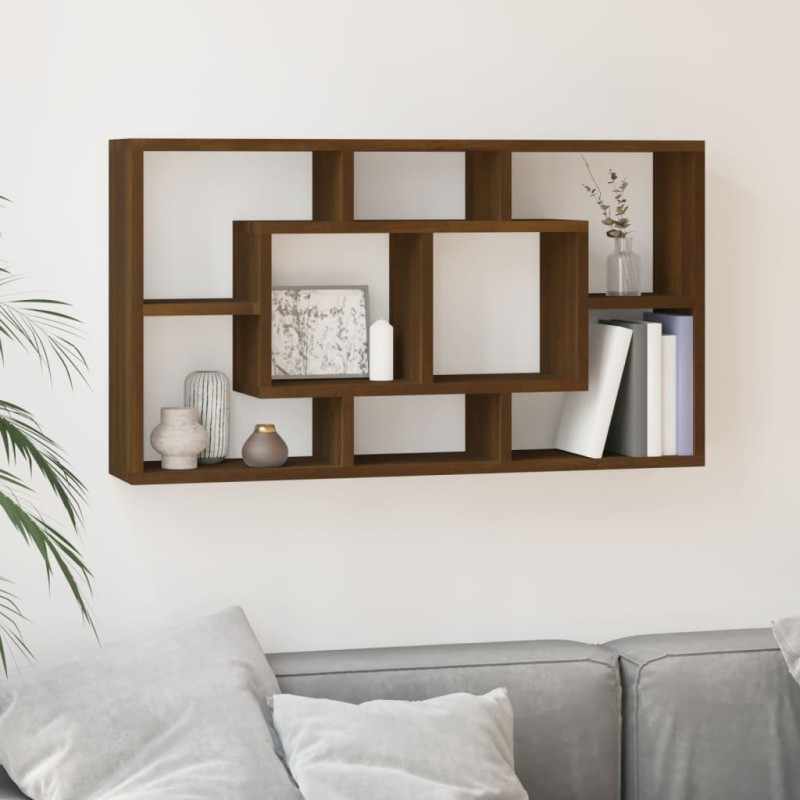 vidaXL Wandregal mit 8 Fächern Braun Eichen-Optik vidaXL Wandregal mit 8 Fächern Braun Eichen-Optik