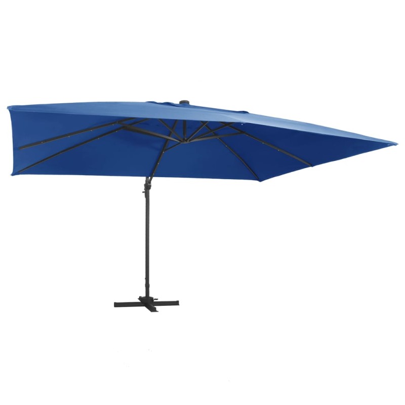 vidaXL Ampelschirm mit LED-Leuchten und Aluminium-Mast 400x300 cm Azur vidaXL Ampelschirm mit LED-Leuchten und Aluminium-Mast 400x300 cm Azur