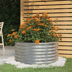 vidaXL Pflanzkübel Pulverbeschichteter Stahl 80x80x36 cm Silber