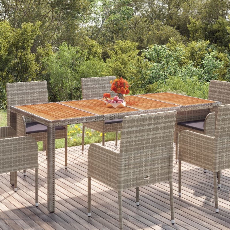 vidaXL Gartentisch mit Holzplatte Grau 190x90x75 cm Poly Rattan vidaXL Gartentisch mit Holzplatte Grau 190x90x75 cm Poly Rattan