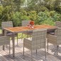vidaXL Gartentisch mit Holzplatte Grau 190x90x75 cm Poly Rattan vidaXL Gartentisch mit Holzplatte Grau 190x90x75 cm Poly Rattan