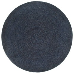 vidaXL Wendeteppich Geflochten Marineblau und Natur 120 cm Jute Rund