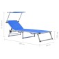 vidaXL Klappbare Sonnenliegen mit Dach 2 Stk. Aluminium Textilene Blau vidaXL Klappbare Sonnenliegen mit Dach 2 Stk. Aluminium Textilene Blau