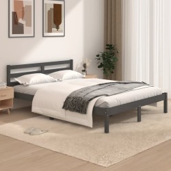 vidaXL Massivholzbett Kiefer 120x190 cm Grau