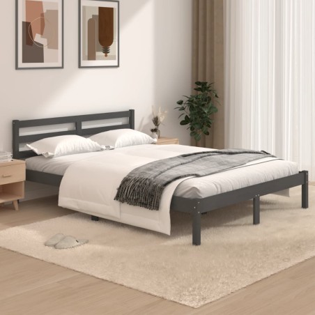 vidaXL Massivholzbett Kiefer 120x190 cm Grau