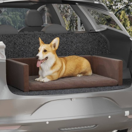 vidaXL Kofferraum-Hundebett Braun 110x70 cm Leinenoptik