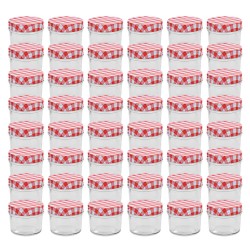 vidaXL Marmeladengläser mit Weißen/Roten Deckeln 48 Stk. 110 ml