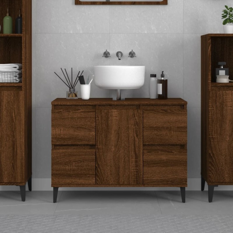 vidaXL Waschbeckenunterschrank Braun Eichen-Optik 80x33x60 cm vidaXL Waschbeckenunterschrank Braun Eichen-Optik 80x33x60 cm