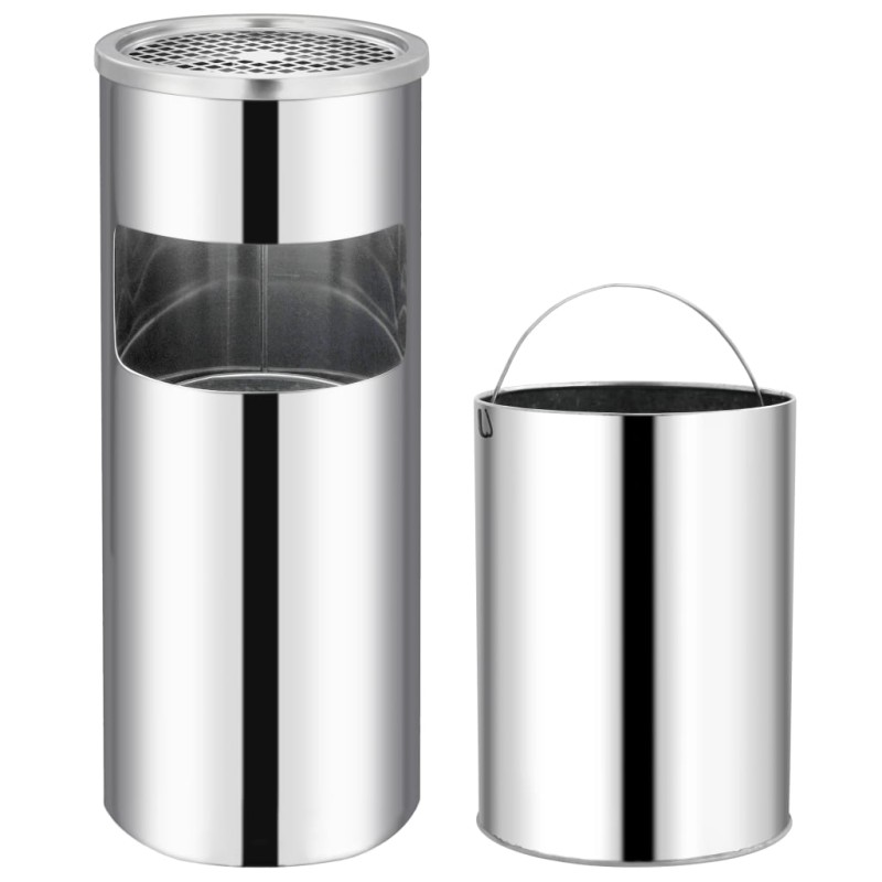 vidaXL Mülleimer mit Aschenbecher Hotel 30 L Edelstahl vidaXL Mülleimer mit Aschenbecher Hotel 30 L Edelstahl