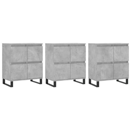 Sideboards 3 Stk. Betongrau Holzwerkstoff