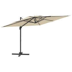 vidaXL Ampelschirm mit Doppeldach Sandweiß 300 x 300 cm