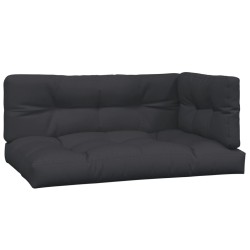 vidaXL Palettenkissen 3-tlg. Schwarz Stoff
