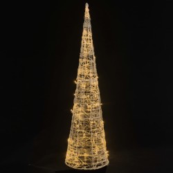 vidaXL LED-Kegel Acryl Weihnachtsdeko Pyramide Warmweiß 90 cm