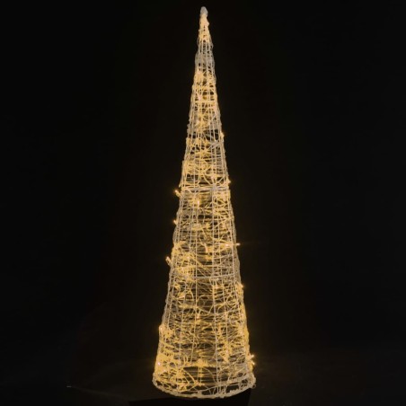 vidaXL LED-Kegel Acryl Weihnachtsdeko Pyramide Warmweiß 90 cm