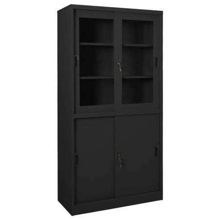 vidaXL Büroschrank mit Schiebetür Anthrazit 90x40x180 cm Stahl 