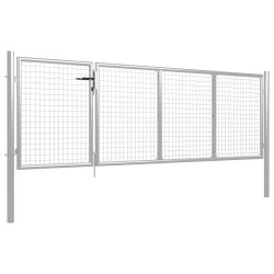 vidaXL Gartentor Stahl 350 x 100 cm Silbern