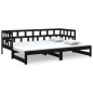 vidaXL Tagesbett Ausziehbar Schwarz Massivholz Kiefer 2x(90x190) cm vidaXL Tagesbett Ausziehbar Schwarz Massivholz Kiefer 2x(90x190) cm