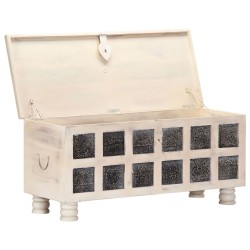 vidaXL Aufbewahrungstruhe Weiß 110 x 40 x 45 cm Massivholz Akazie