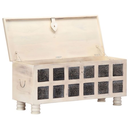 vidaXL Aufbewahrungstruhe Weiß 110 x 40 x 45 cm Massivholz Akazie