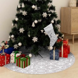 vidaXL Luxus-Weihnachtsbaumdecke mit Socke Weiß 90 cm Stoff