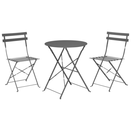 ProGarden Bistro-Set 3-tlg. Matt Dunkel Anthrazit 