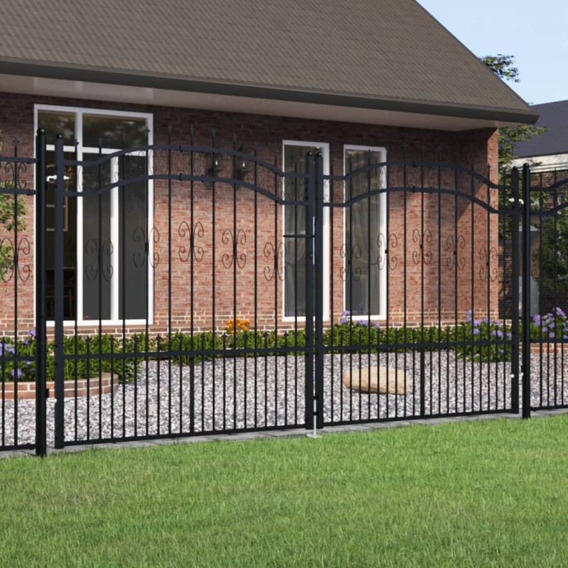 vidaXL Zauntor mit Speerspitzen Schwarz 305x198 cm Stahl vidaXL Zauntor mit Speerspitzen Schwarz 305x198 cm Stahl