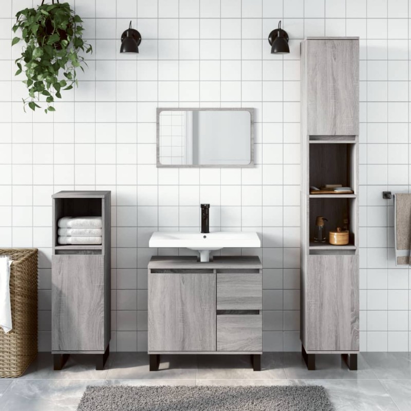 vidaXL Badschrank Grau Sonoma 65x33x60 cm Holzwerkstoff vidaXL Badschrank Grau Sonoma 65x33x60 cm Holzwerkstoff