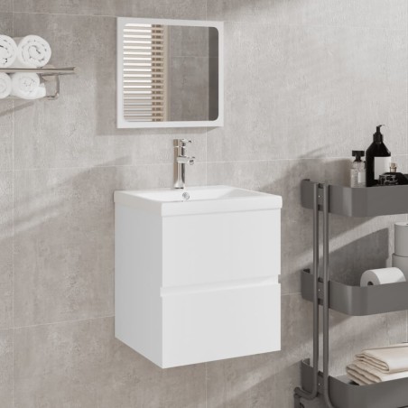 vidaXL Badschrank mit Spiegel Weiß Holzwerkstoff